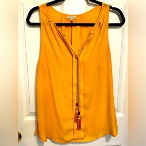 EUC Yellow Sleeve Blouse with Tassel Accent Large